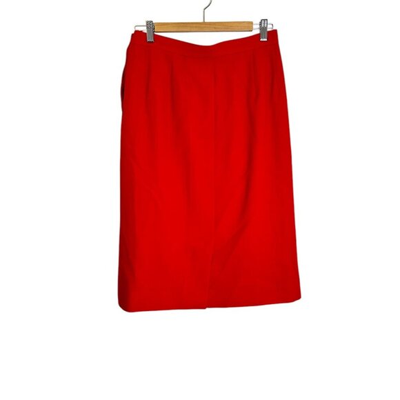 Vtg Jaeger Wool Cherry Red Lined Skirt Sz 16 90s Pencil Corpcore Preppy Bright - Picture 7 of 7